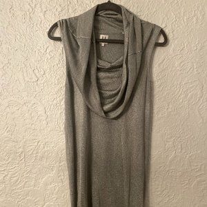 Halston Heritage Silver Cowl Neck Dress